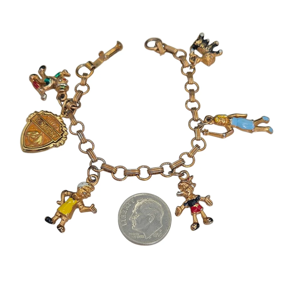 Walt Disney Production Vintage Pinocchio Charm Bracelet